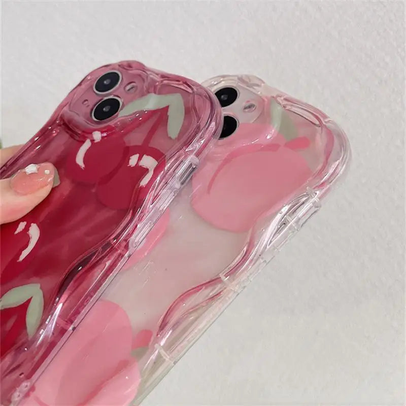 Soft Clear Pink Peach Cherry Case