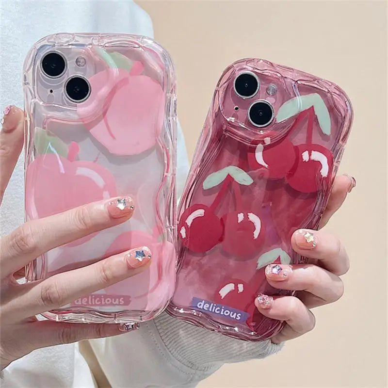 Soft Clear Pink Peach Cherry Case